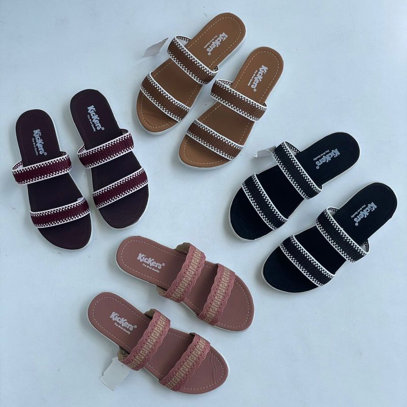 Sandal selop wanita rajut kickers terbaru