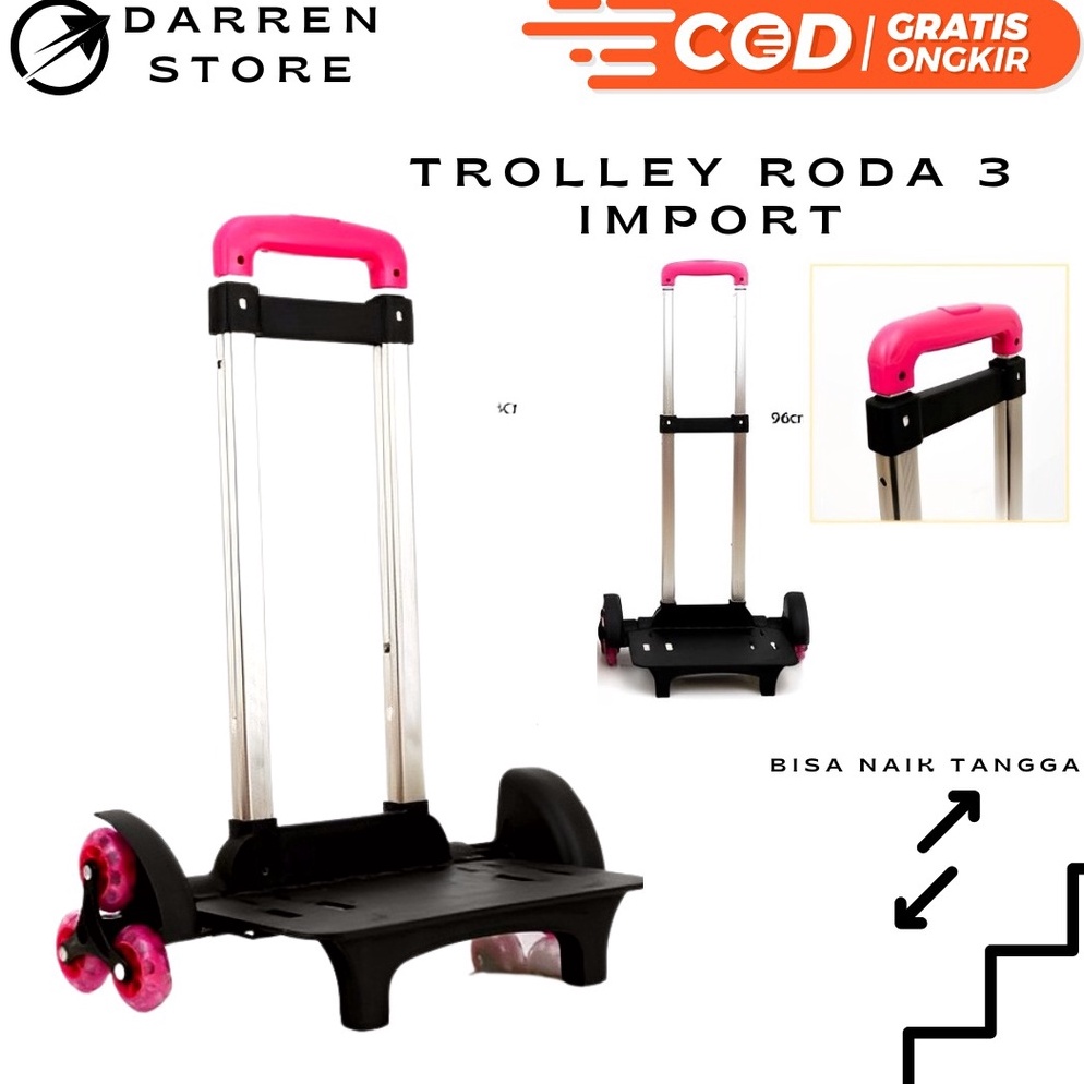 Serbuuuu Trolley Roda 3 Penambahan Tas Troli Anak Sekolah  Trolly Roda 3 Untuk Naik Tangga Troli Lip