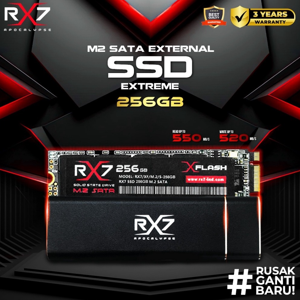 Sangat Nyaman SSD M2 SATA EXTERNAL 256GB RX7  PORTABLE  ENCLOSURE M2 SATA  M2 SATA 256GB RX7