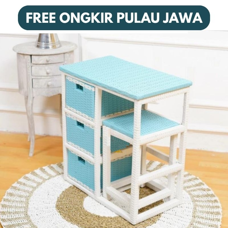 (FREE ONGKIR) MEJA BELAJAR ANAK ROTAN SINTETIS / MEJA ANAK BY MINIMALIS ROTAN SINTETIS