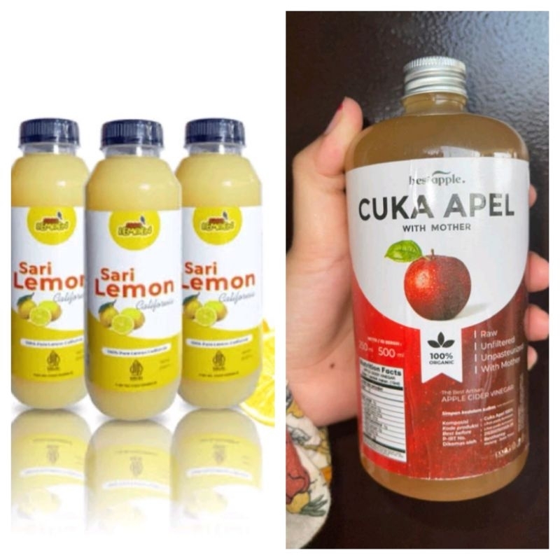 

PAKET DIET COMBO||CUKA APEL 500ML & SARI LEMON ASLI CALIFORNIA 250 ML TUTUP HITAM ||DETOX TUBUH