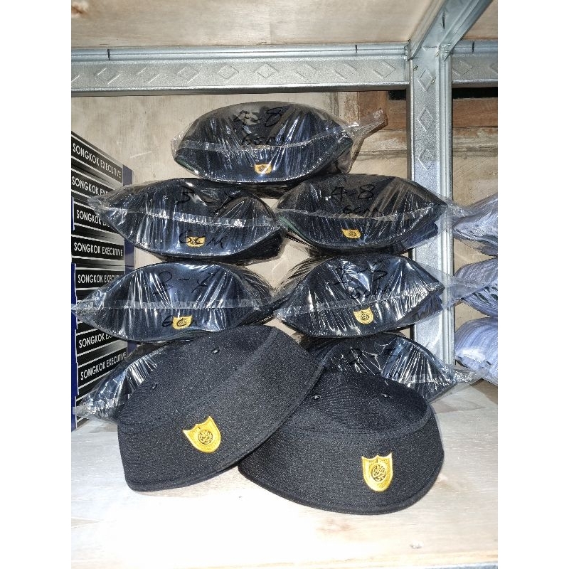Songkok Malaysia Hitam Logo Kuning Tinggi 6 Cm