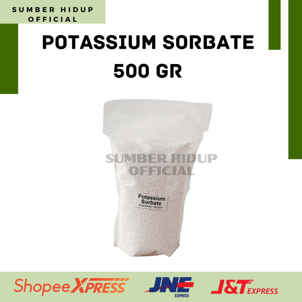 

PENGAWET MAKANAN POTASSIUM SORBATE / KALIUM SORBATE / PENGAWET FOOD GRADE 500 GRAM