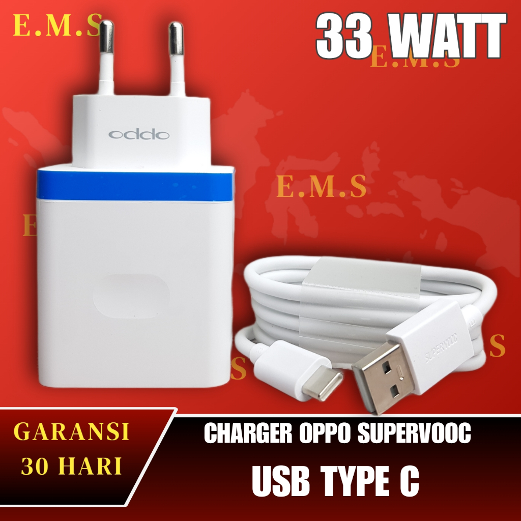 Charger Oppo Reno 7 4G USB Type C 33 Watt Super Vooc Fast Charging