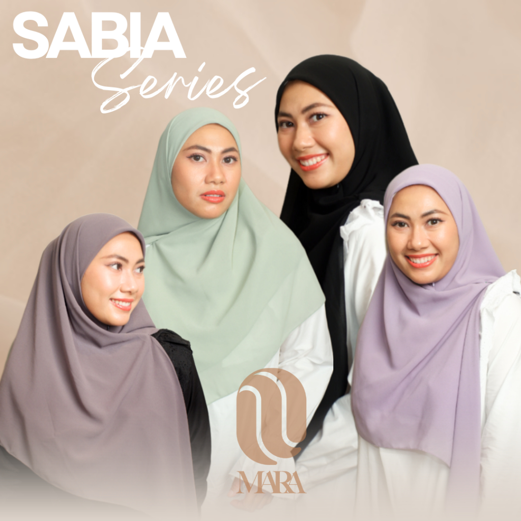 MARA - Sabia Series Hijab Khimar Segi Empat Instant Zipper Ceruty Babydoll Polos Double Layer