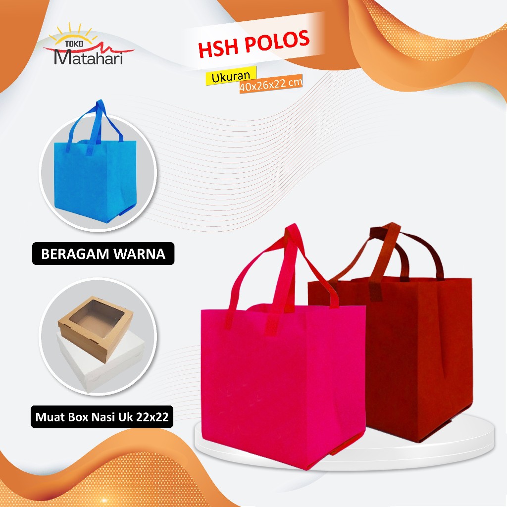 

[GROSIR] Tas Nasi Box 22X22 Tas Kain Spunbond Kotak Nasi Tas Berkat Hajatan Tas Aqiqah Polos 40X26X22