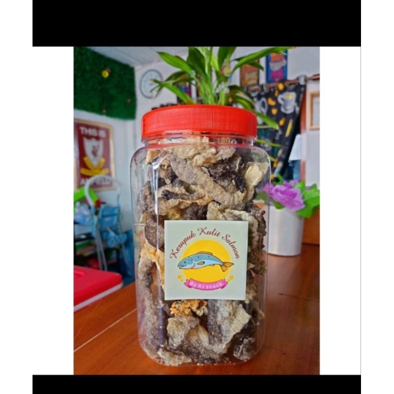 

cemilan sehat kerupuk kulit salmon Original non msg keripik kulit salmon jumbo