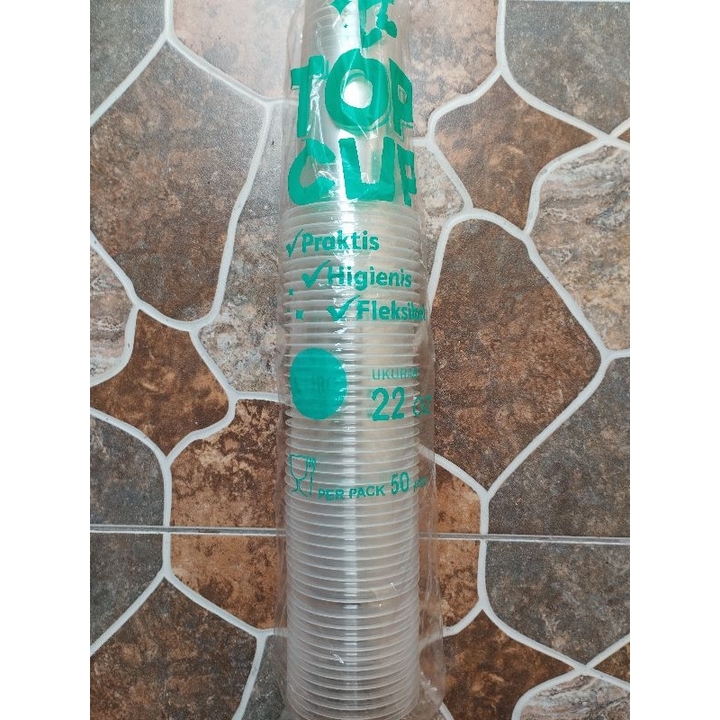 Cup Gelas 22oz datar/Gelas Plastik 22oz/Gelas Bening 22oz