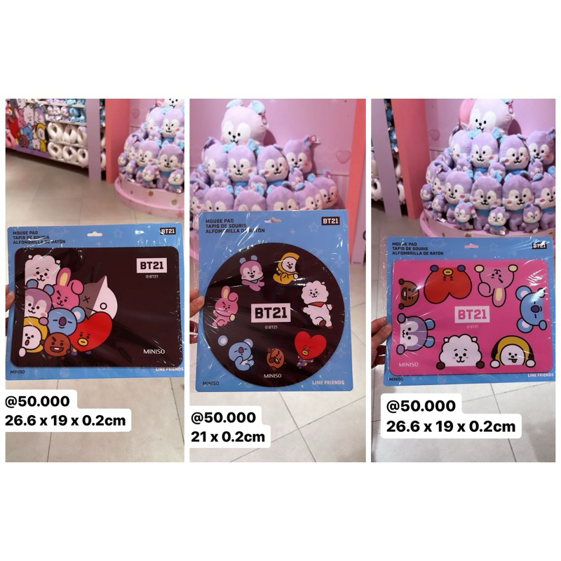 BT21 with Miniso Mouse Pad | BTS x Miniso Mouse Pad KOYA , RJ , SHOOKY , MANG , CHIMMY ,TATA , COOKY