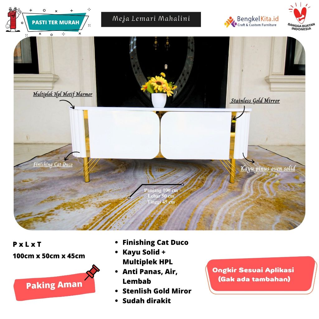 Meja Tamu Minimalis Mahalini | Meja Sofa I Meja minimalis ModernI Meja Mewah Modern
