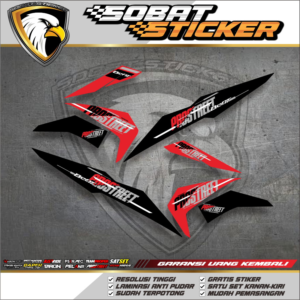 Stiker Striping Beat ESP Prostreet Bahan UV Transparan, Hologram, Mirror Chrome, dan Vinyl