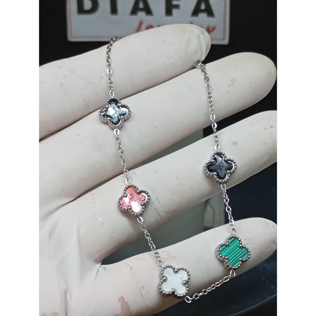 Gelang titanium cartier silver perak putih dengan mata variasi warna