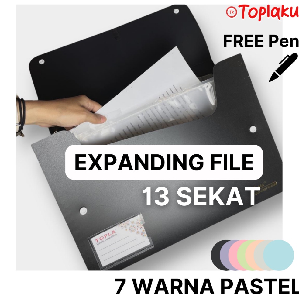 KODE M68H Expanding File F4 Map Harmonika Tas Dokumen Aesthetic Plastik Kancing F4 File Folder Docum