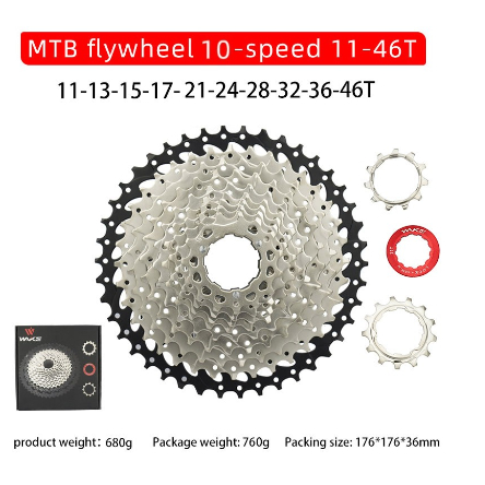 Wake Sprocket 10 Speed 11 - 46T Silver Gear Cassette Sepeda MTB