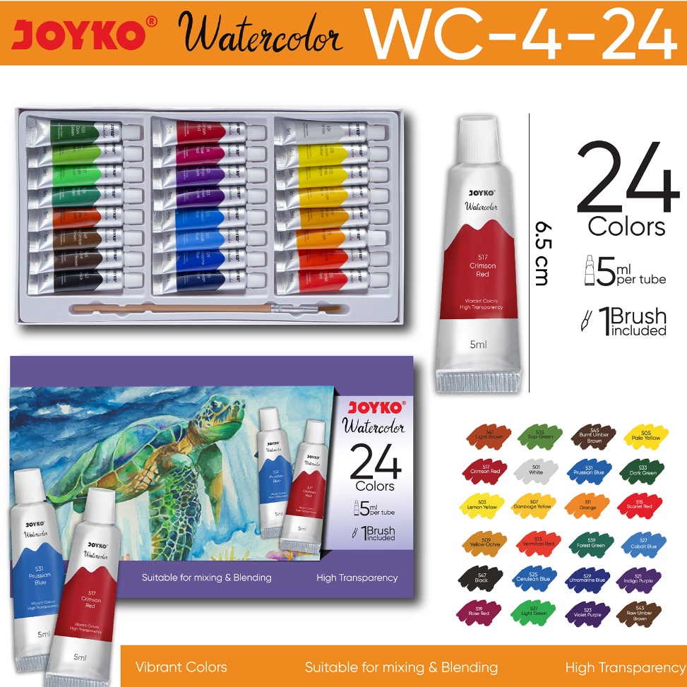 

KODE U52G Watercolor Set 24w Cat Air Joyko WC424 24 Warna