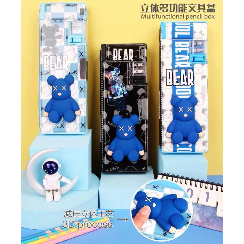 

LRMS Tempat pensil squishy 3D tiga dimensi / kotak pensil alat tulis lucu mainan anak perempuan laki-laki sekolah