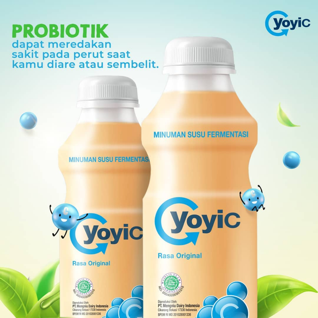 YoyiC 130mL Minuman Susu Fermentasi 1 Krat Isi 12 Botol (Original, Jeruk, Blueberry, Strawberry)