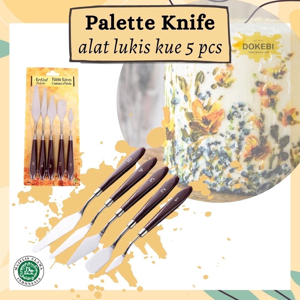 

KODE U3F Pisau palet Artist palette knife set 5 pcs alat lukis kue spatula set painting set modelling cake dekorasi kue