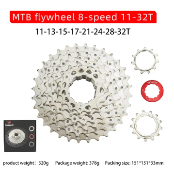 Wake Sprocket 8 Speed 11 - 32T Silver Gear Cassette MTB Roadbike