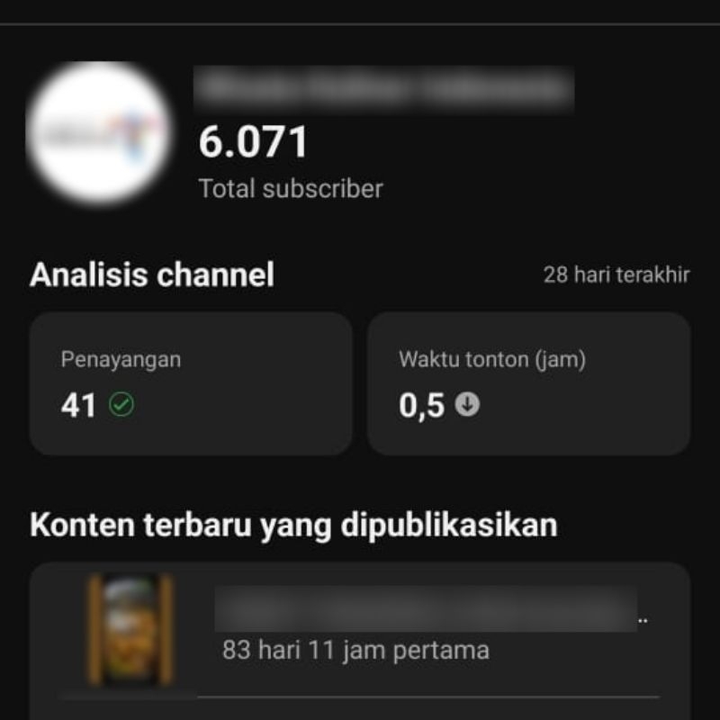AKUN YOUTUBE 6.071 Subscriber (Musik) Akun Tahun 2020