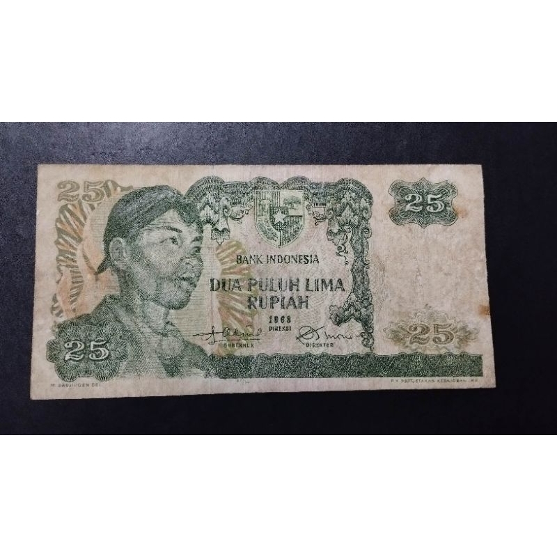 UANG KUNO 25 RUPIAH SUDIRMAN TAHUN 1968