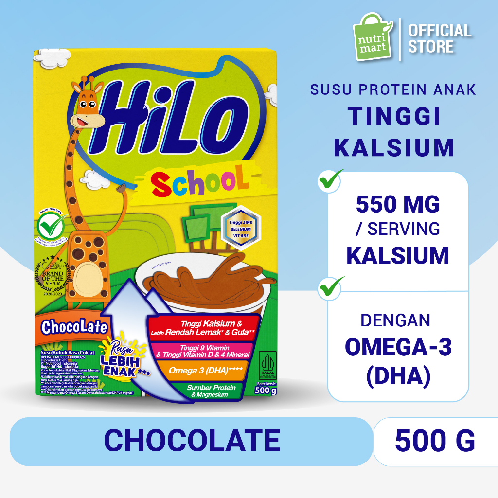 

HiLo School Chocolate Vanila Madu Strawberry 500 gram - Susu Tinggi Kalsium Rendah Lemak