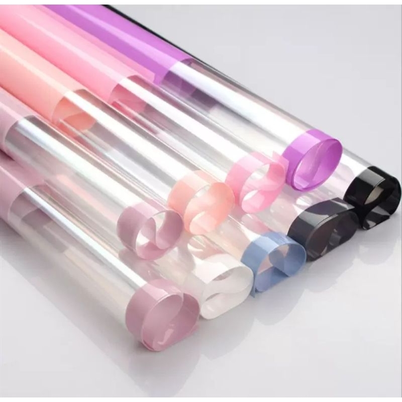 

( 20 lembar ) Kertas Buket Cellophane glossy Flower Wrapping Paper Color Frame Transparan List Waterproof glossy