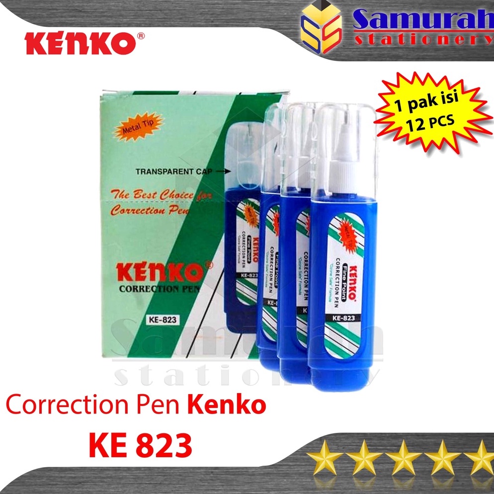 

KODE R97W Correction Pen Kenko Ke823 Metal Tip TipEx Cair KE 823 Biru 1 Box isi 12 pcs Tipe X Fluid Ke823 Ujung Besi