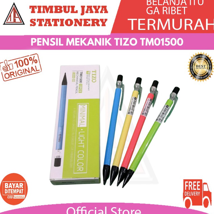 

Eksklusif Pensil mekanik mechanical pencil tizo 5 light color TM15 isi 12pcs
