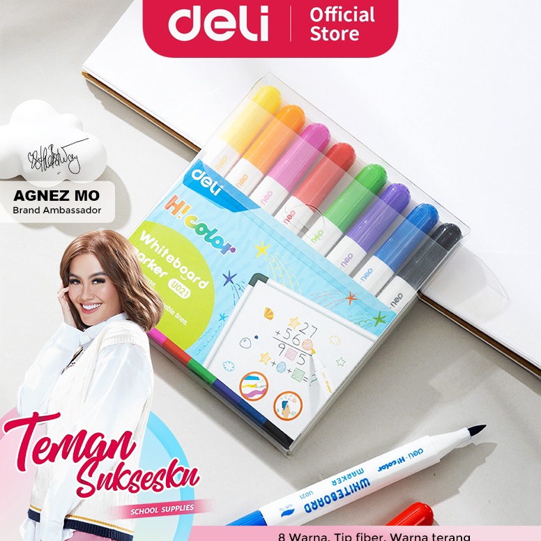 

KODE V34E Deli Spidol Papan Tulis Warna Color Whiteboard Marker 8 Warna EU21