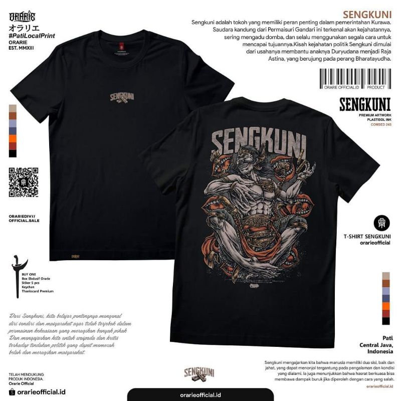 orarie kaos sengkuni hitam katun Combed 24s