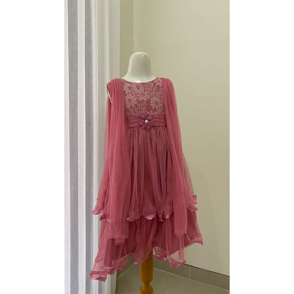 Gaun dress baju pesta anak perempuan cewek putih mewah elegan import korea terbaru viral