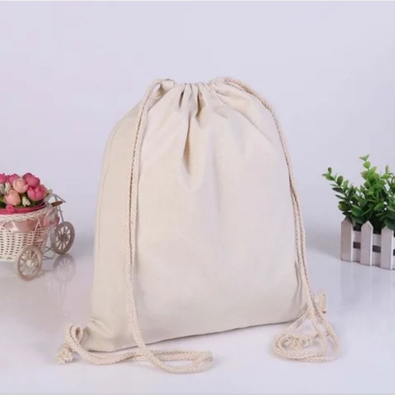 Tas Serut Blacu Polos, Bisa Untuk Dilukis