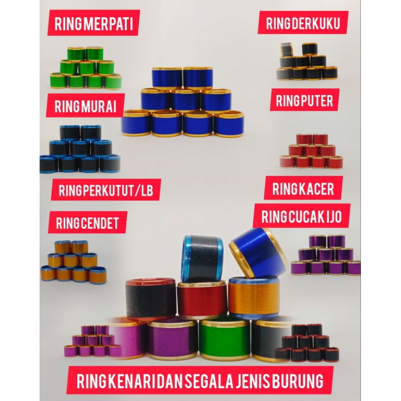 ring burung merpati,murai, kenari, derkuku,kacer, cendet, puter dll polos mk