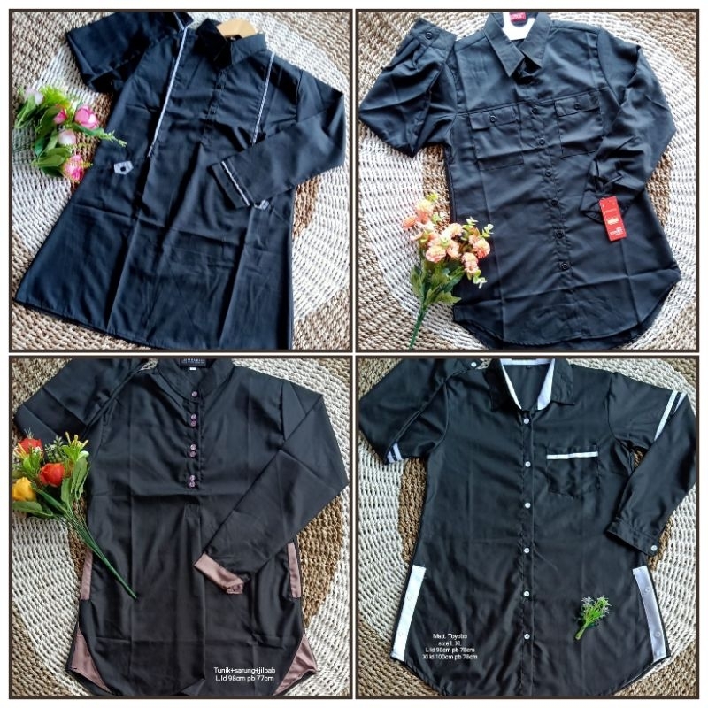 Atasan Tunik Hitam Santri Putri Terbaru Terkini | Baju Santriwati | Baju Santri Putri | Atasan Santr