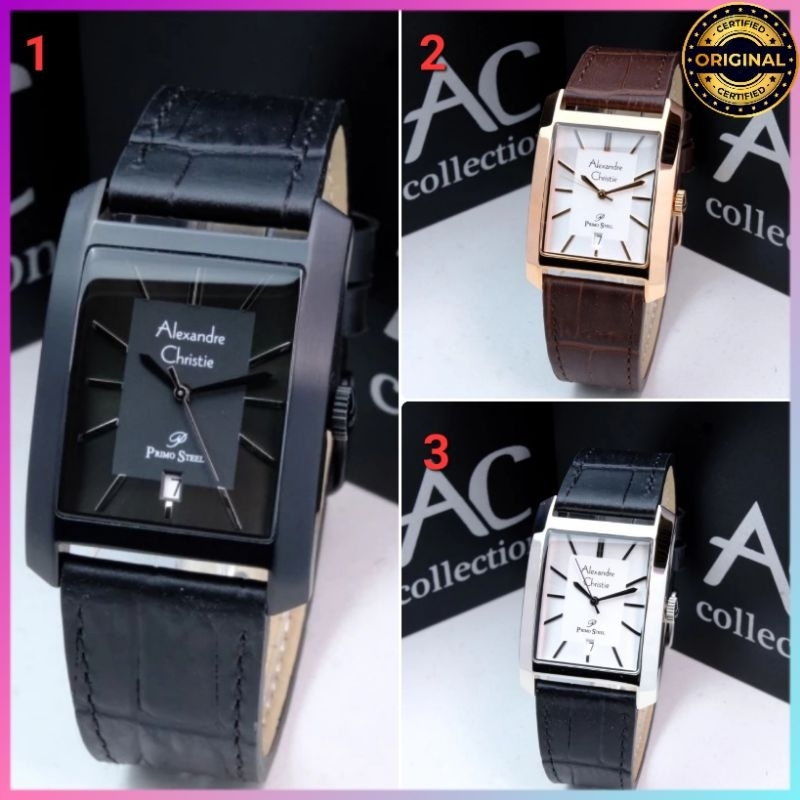 ORIGINAL GARANSI RESMI 1 TAHUN JAM TANGAN PRIA ALEXANDRE CHRISTIE KULIT STRAP ARLOJI WATCH COWOK ALE