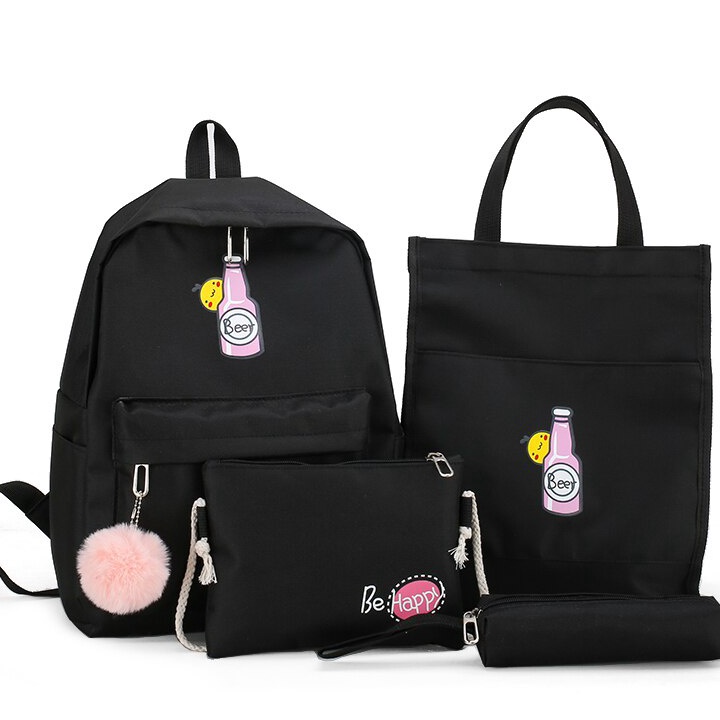 TAS RANSEL WANITA  TAS RANSEL 4IN1 KOREAN STYLE TERBARU TAS SEKOLAH