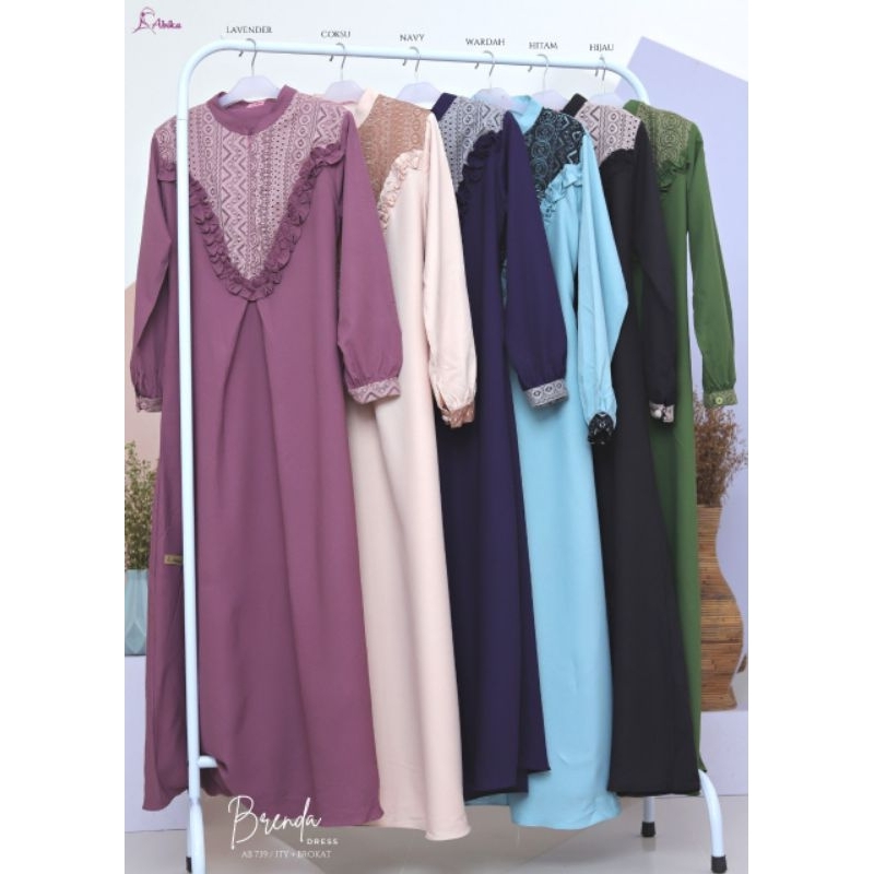 Moslem Ori Pakaian Muslim Wanita Gamis Busui Friendly Mix Renda Brenda Dress By Abika (Ready Please 