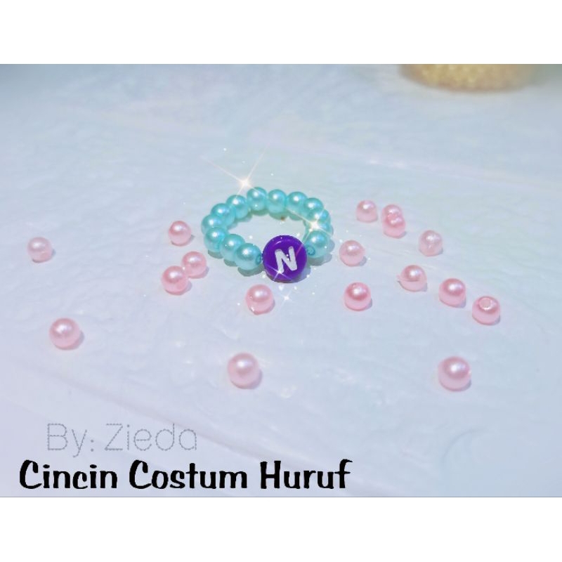 Cincin Ring beads//Cincin Costum Huruf// Cincin Mutiara