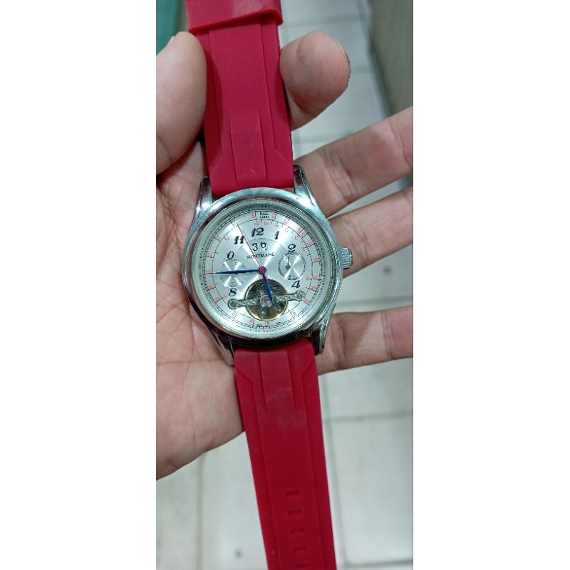 jam tangan montblanc stainles steel sporty strap rubber