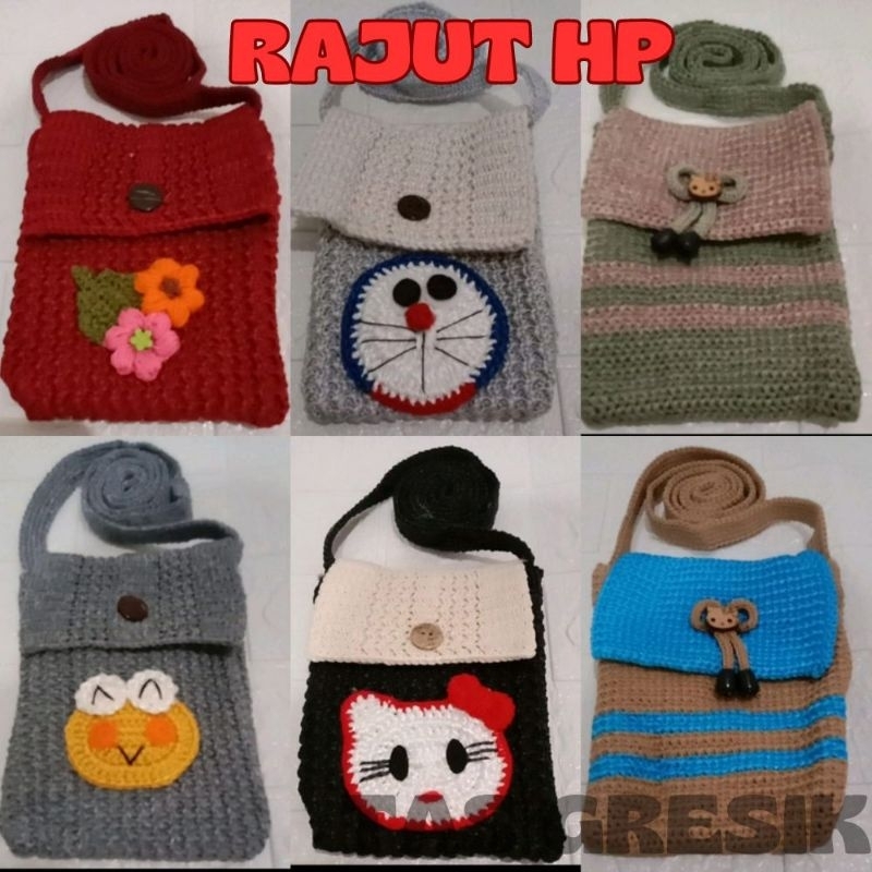 TAS RAJUT MINI SLEMPANG /RAJUT HP/SLIMBAG PENGGANGAN PANJANG