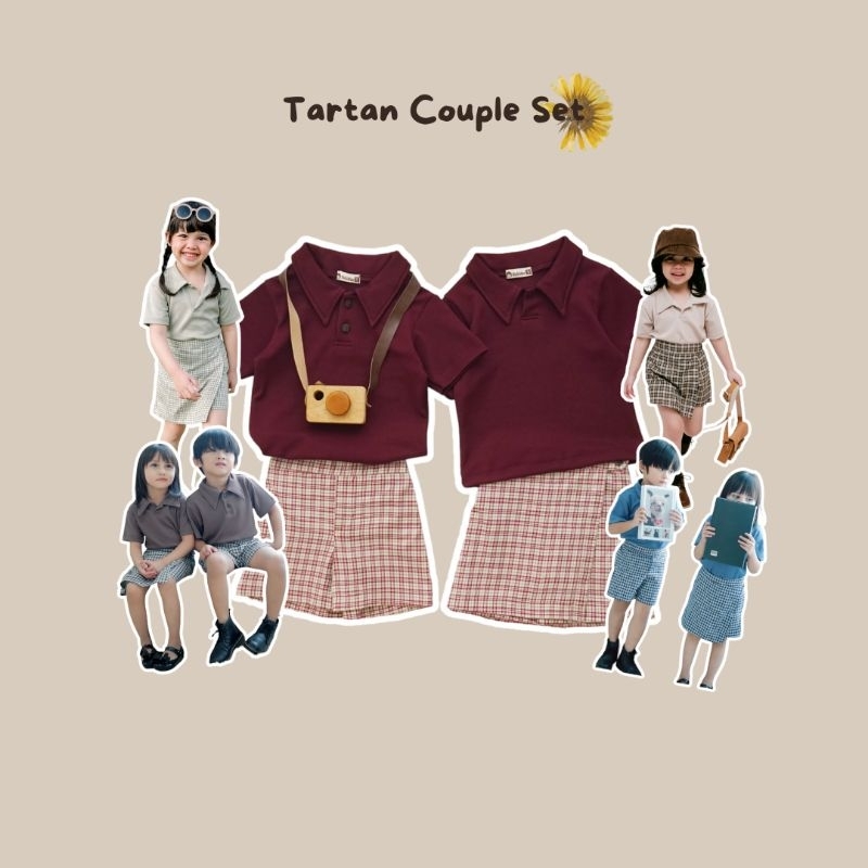 tartan couple set • setelan skort anak perempuan • setelan anak laki-laki