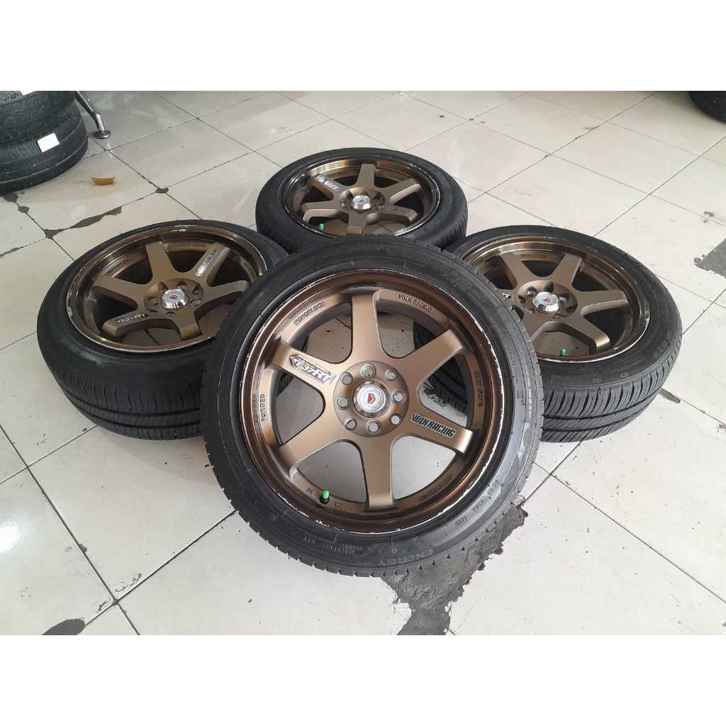 Velg Mobil Racing Bekas R16 Type TE37 Pcd 4X100 - 4X114 lebar 7/8 + Ban Michelin 185 55 R16