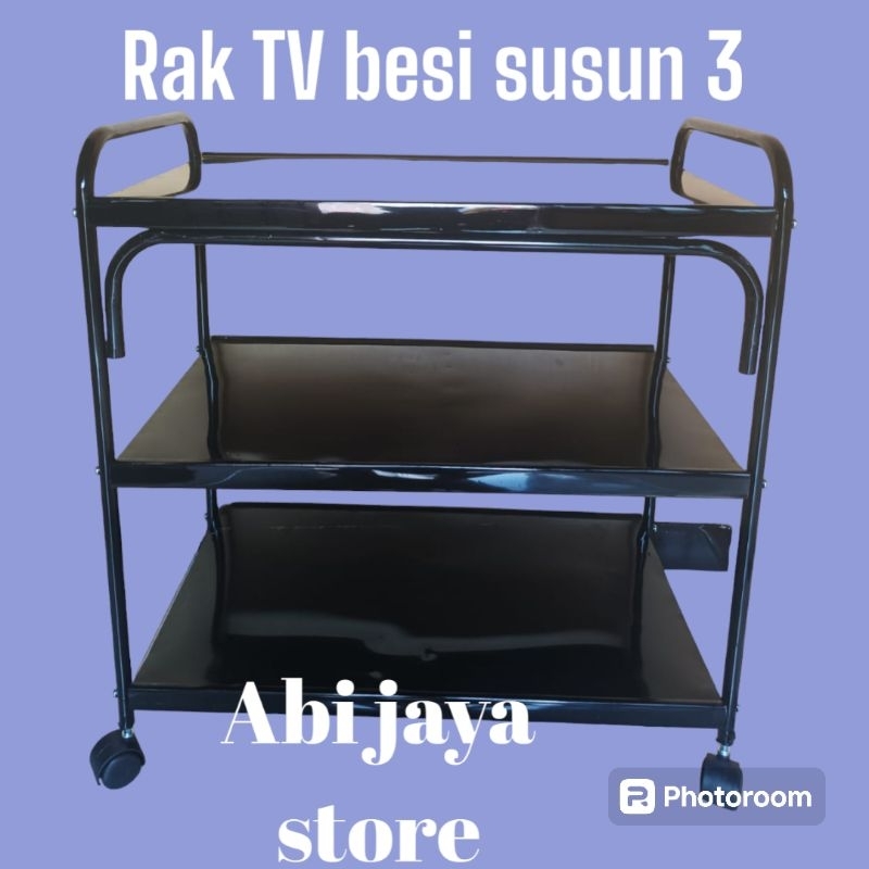 Rak TV besi kokoh/Rak TV DX 300/ Rak serbaguna susun 3/ Rak TV roda