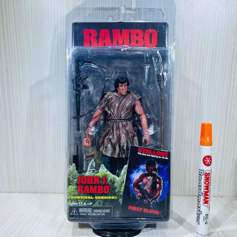 mainan action figureNeca rambo survival versionjohn j rambo stallone first bloodtinggi sekitar 7 inc