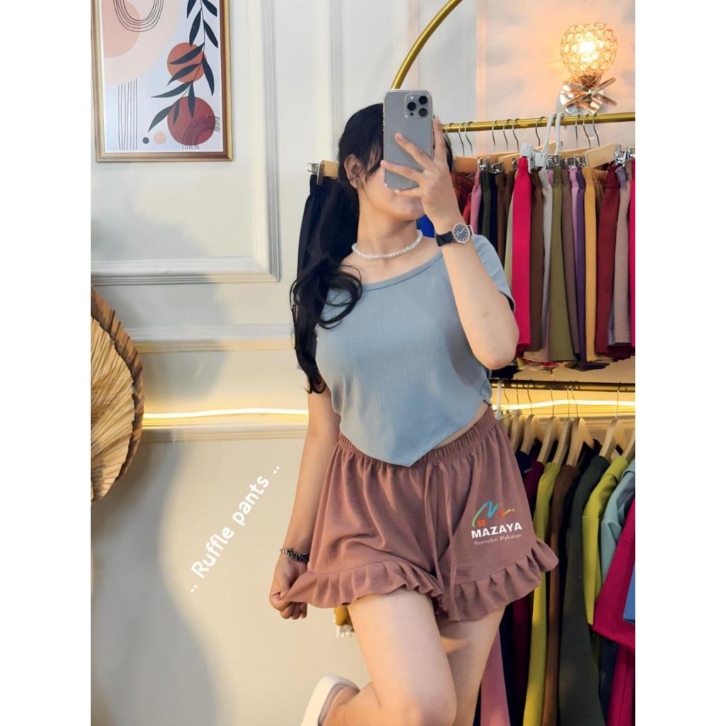 CELANA PENDEK WANITA RUFFLE TERMURAH