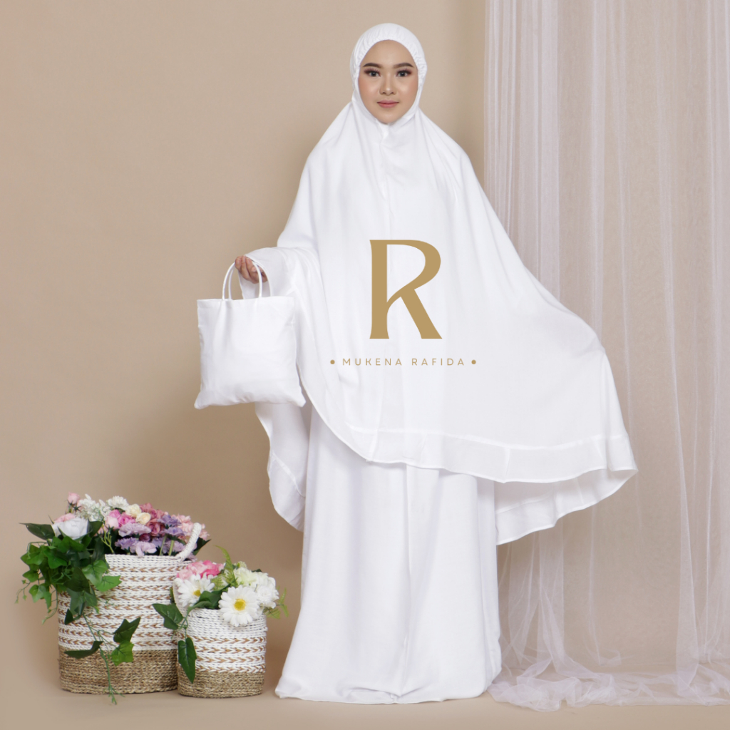 Mukena Atas Bawah Putih Polos JUMBO Bahan Rayon | Mukena Setelan Dewasa Jadul Mukena Bali Dingin