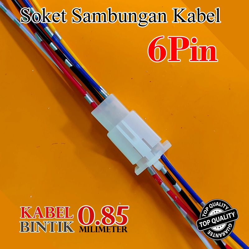Soket 6 Pin Sambungan Kabel Bodi Motor 0,85 mm