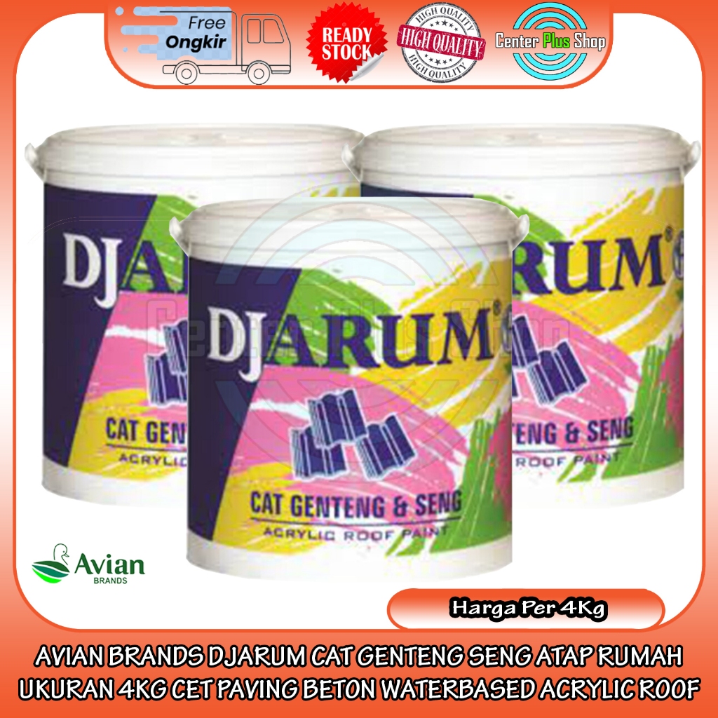 AVIAN BRANDS DJARUM CAT GENTENG SENG ATAP RUMAH UKURAN 4KG KILOGRAM CET PAVING BETON WATERBASED ACRY