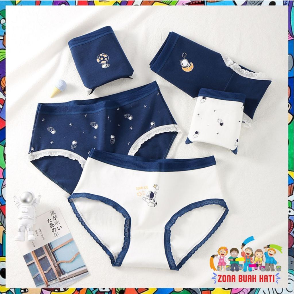 ZBH  Celana Dalam Wanita Renda Gambar Astronot 6738 Bahan Katun Kolor Wanita Lucu Sempak Underwear S